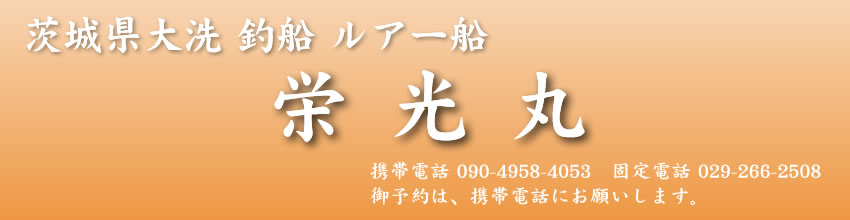 茨城県大洗 釣船 ルアー船　栄光丸　携帯電話 090-4958-4053　固定電話 029-266-2508　ご予約は、携帯電話にお願いします。